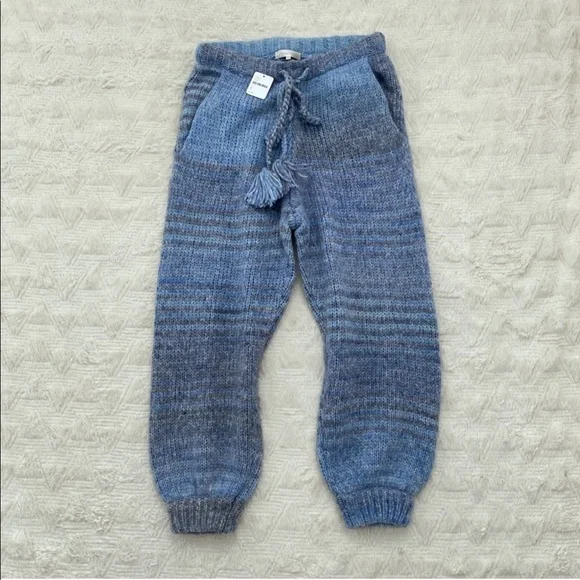Loveshackfancy blue knit blossom pants NWT